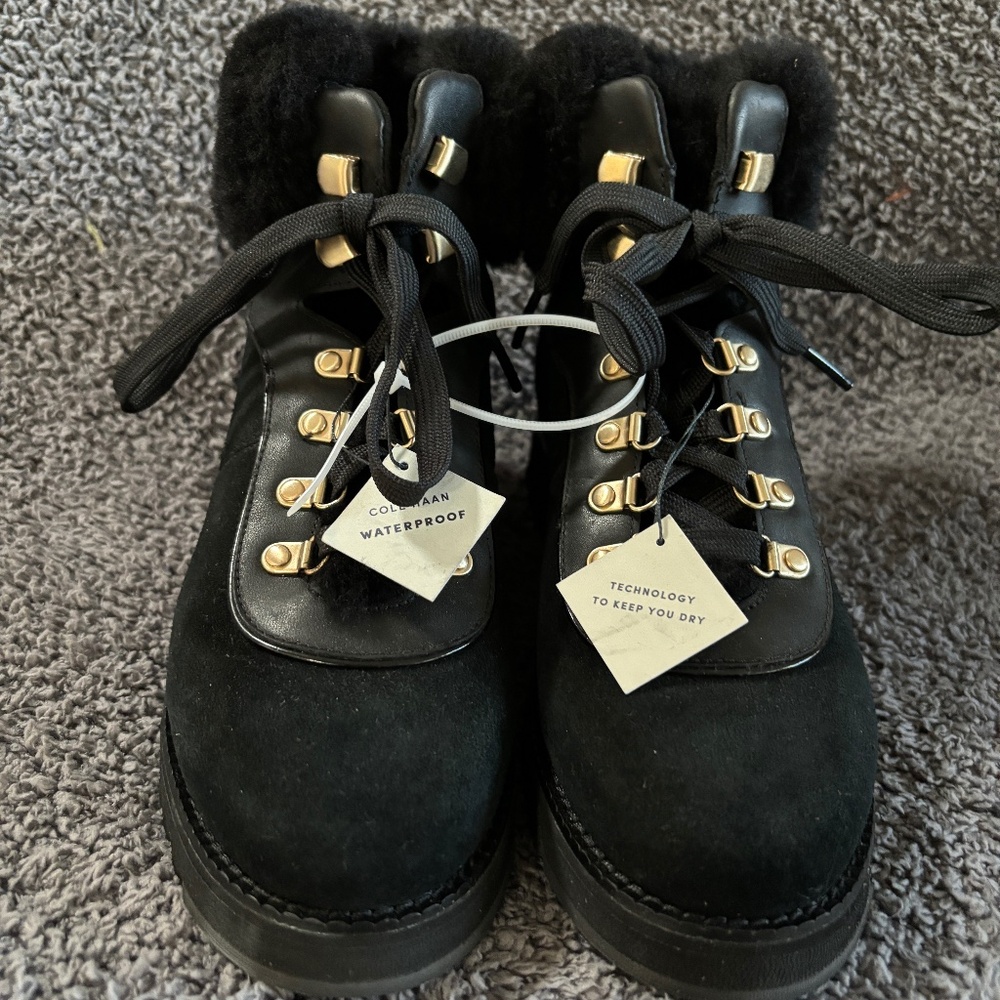 Cole Haan ZEROGRAND Explore Upstate Shearling Hiking Boot 6.5 B Black